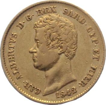 Sardinien 20 Lire 1842 - Car. Albertus